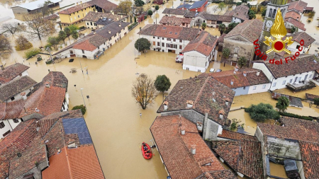 Maltempo in Friuli, esonda il fiume Torre a Romans d’Isonzo