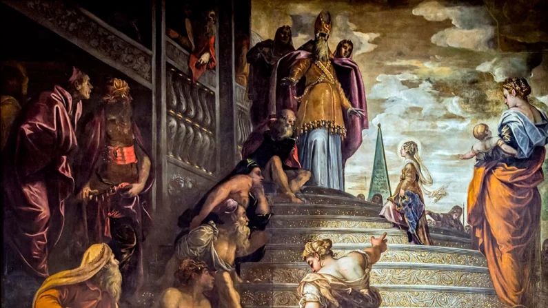 Tintoretto, “Presentazione della Vergine”, particolare. Pubblico dominio.