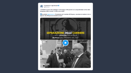 Fondazione Luigi Einaudi: Caiazza smonta le bufale di chi si oppone alla separazione delle carriere