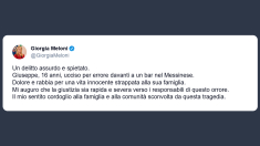 Meloni: cordoglio alla famiglia di Giuseppe di 16 anni Ucciso per errore davanti a un bar