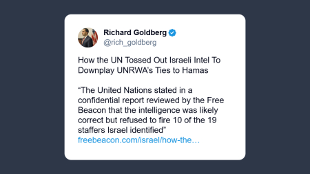 Goldberg: Onu ha ignorato l’intelligence israeliana per minimizzare i legami dell’Unrwa con Hamas