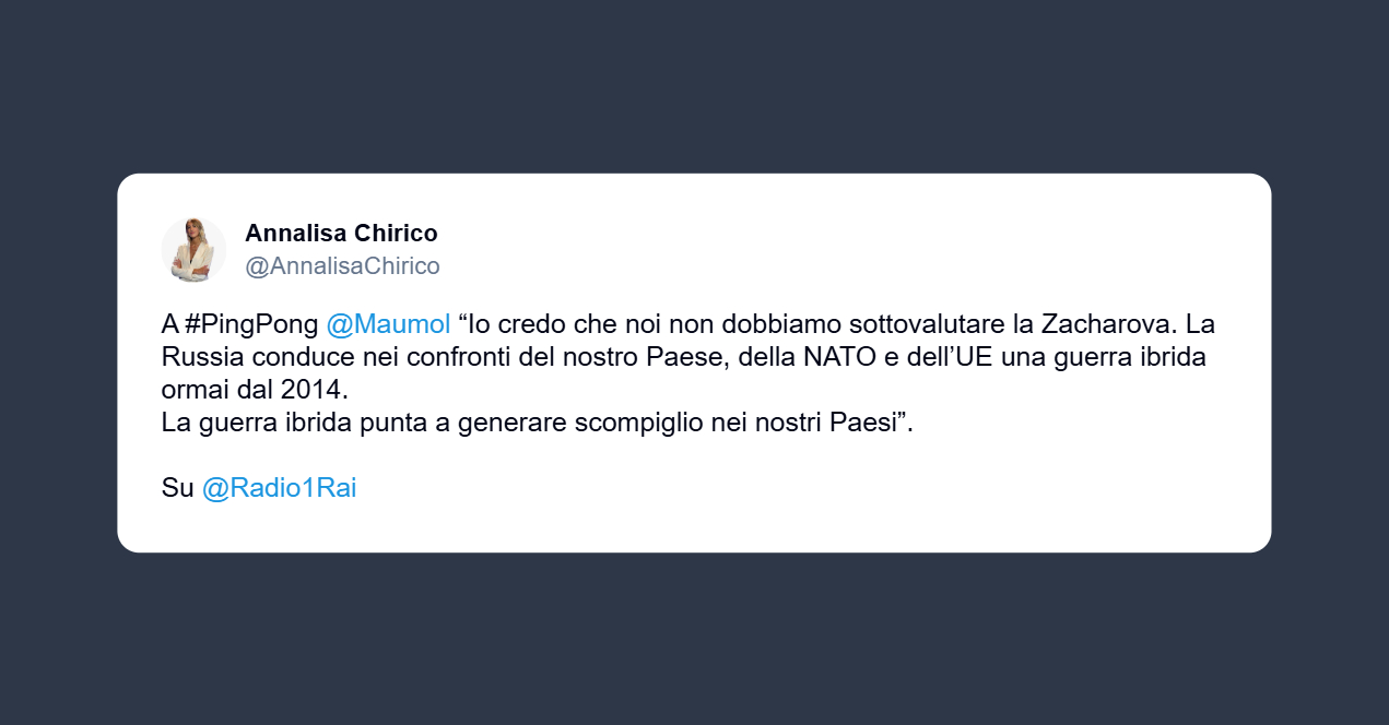 Molinari: non dobbiamo sottovalutare la Zacharova