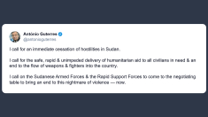 Guterres: chiedo l’immediata cessazione delle ostilità in Sudan