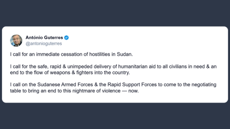 Guterres: chiedo l’immediata cessazione delle ostilità in Sudan