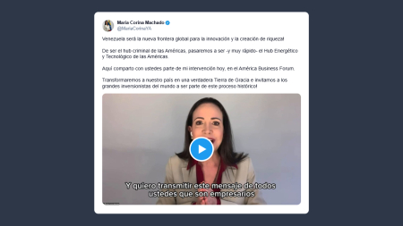 María Corina Machado: Venezuela nuova frontiera mondiale per innovazione