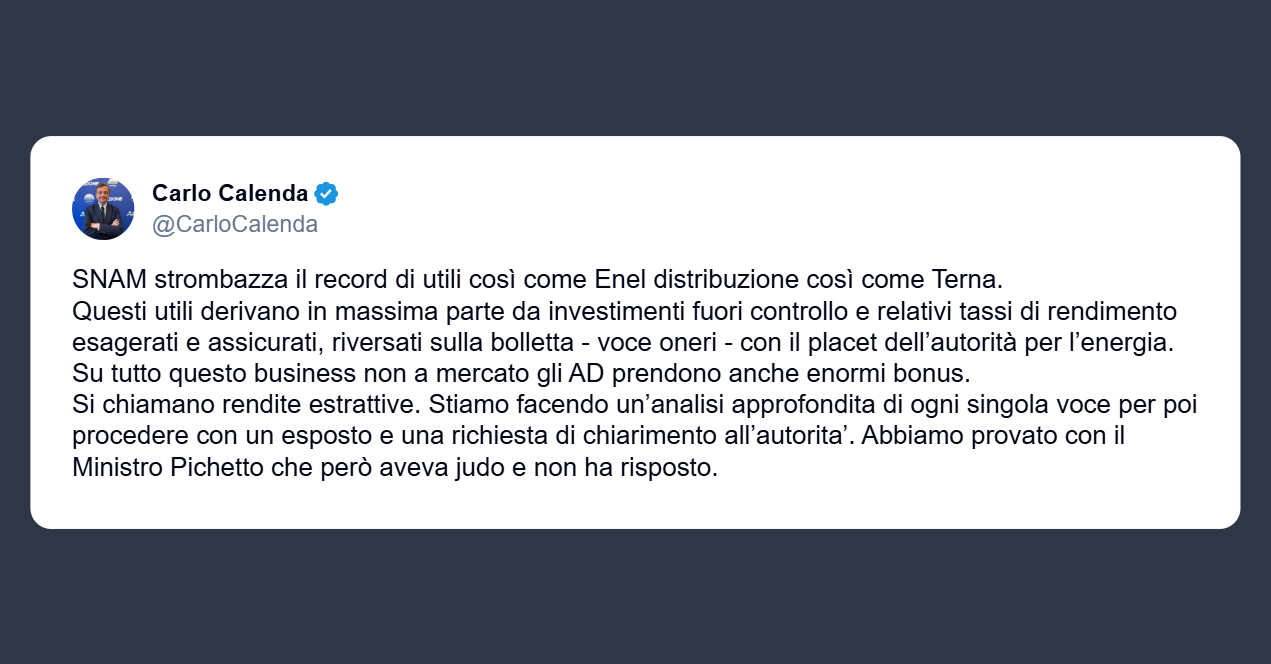 Calenda: controlli approfonditi sulle rendite estrattive