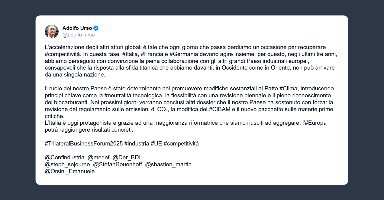 Urso: l’Italia promuove modifiche sostanziali al Patto clima