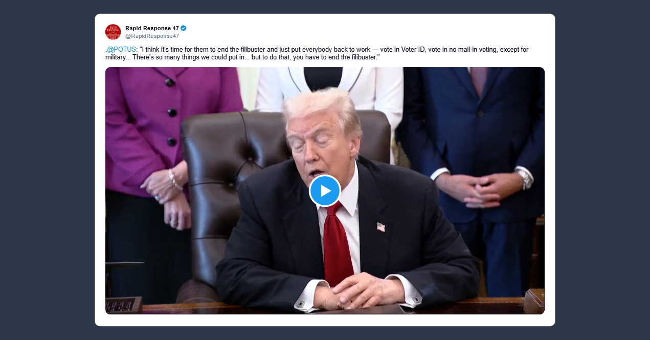 Trump: eliminare il filibuster e rimettere tutti al lavoro