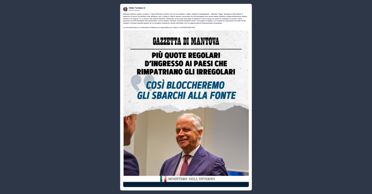 Piantedosi: la Tunisia ha fatto 8 mila rimpatri volontari assistiti dall’Italia