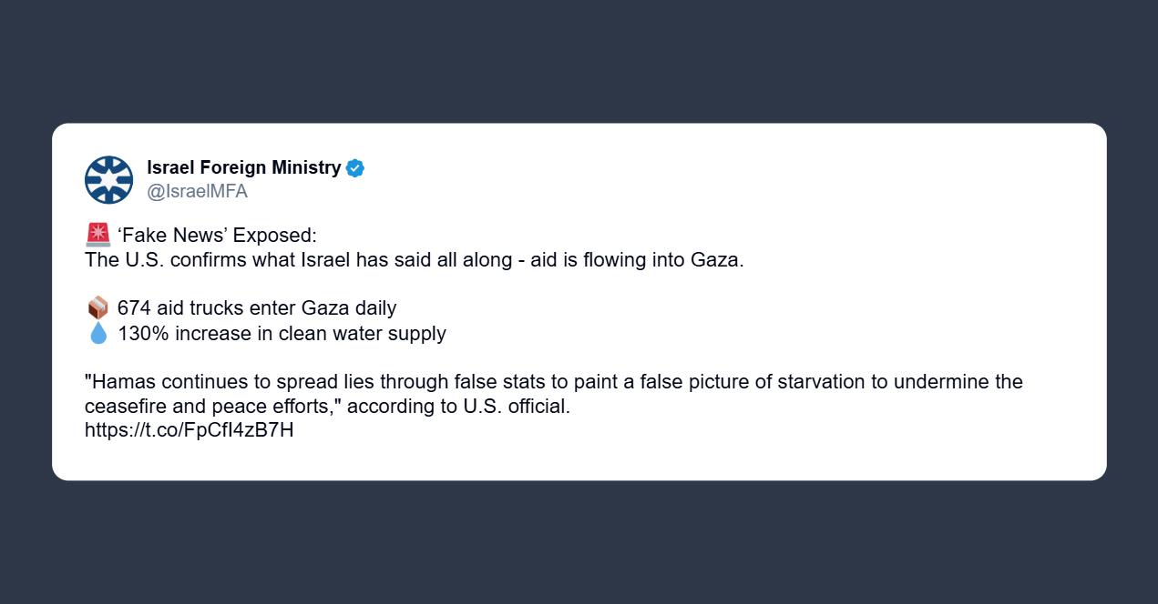 Ministero Esteri israeliano: gli aiuti entrano a Gaza senza ostacoli