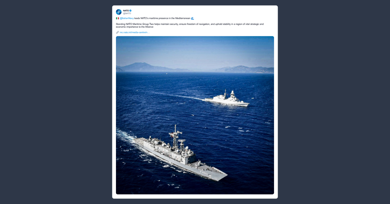 Marina militare italiana guida la presenza marittima Nato nel Mediterraneo