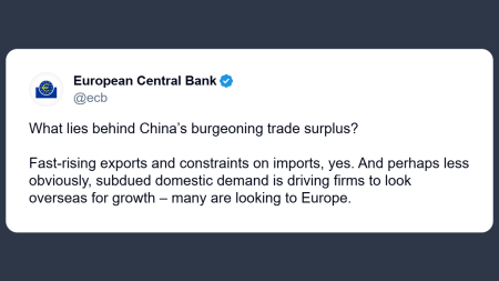 Banca centrale europea: esportazioni cinesi in aumento Domanda interna debole