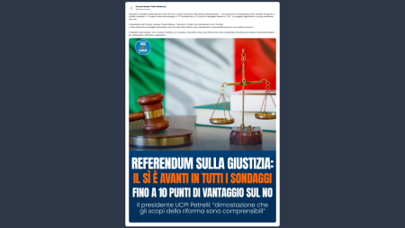 Il “Sì” alla separazione delle carriere in vantaggio di 10 punti