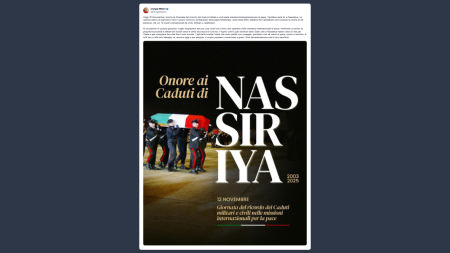 Giorgia Meloni ricorda i caduti nelle missioni internazionali per la pace