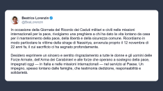 Lorenzin sulle vittime della strage di Nassiriya