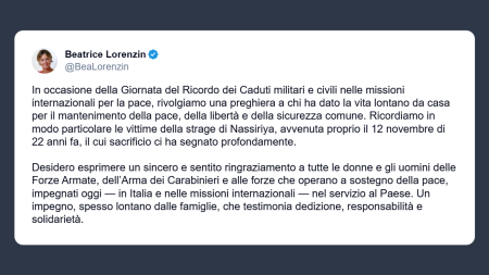 Lorenzin sulle vittime della strage di Nassiriya