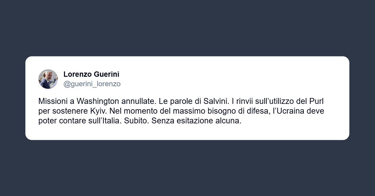 Guerini: Salvini frena aiuti a Kiev L’Ucraina ha bisogno dell’Italia adesso