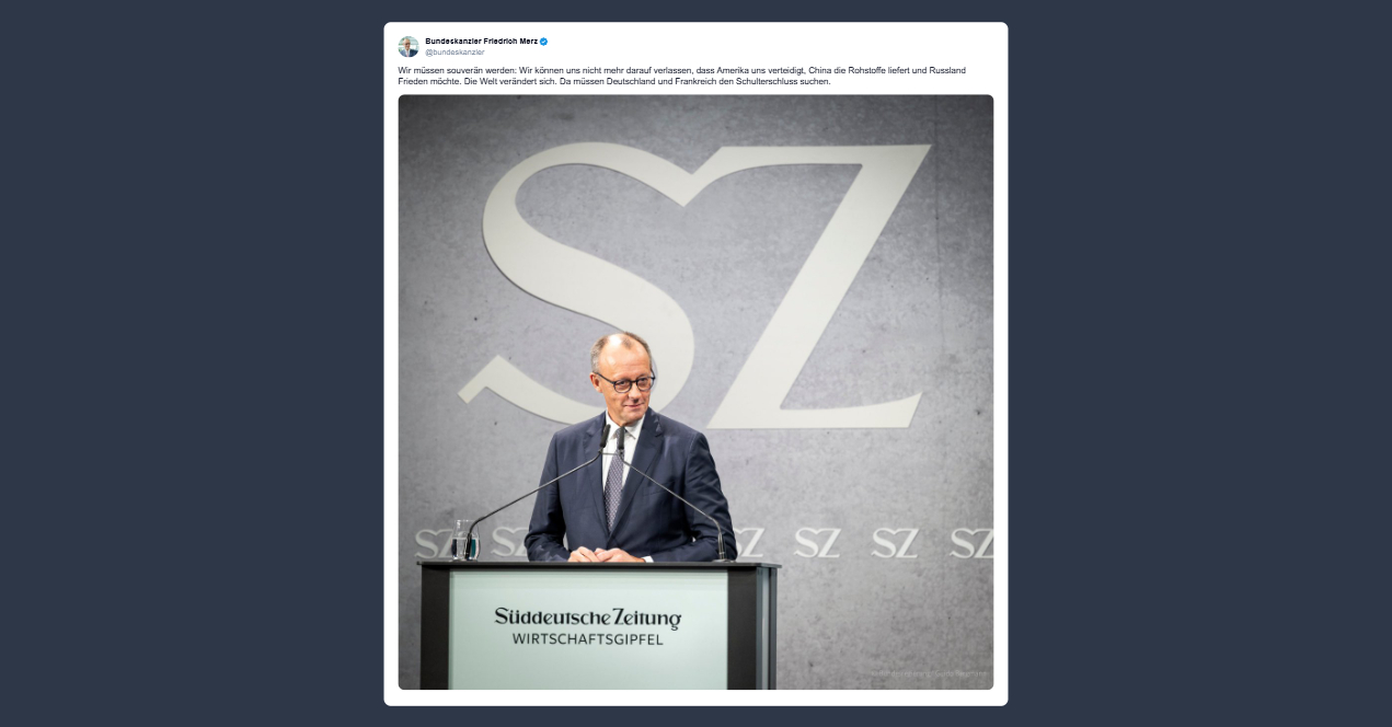 Merz: Germania e Francia devono cercare una stretta cooperazione