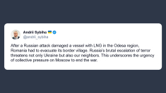 Sybiha: Romania evacua villaggio di confine dopo attacco russo a una nave Gnl