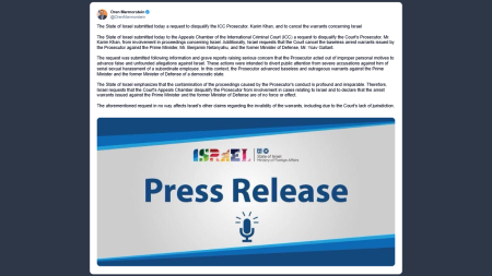 Marmorstein: Israele chiede l’espulsione di Karim Khan dalla Corte penale internazionale
