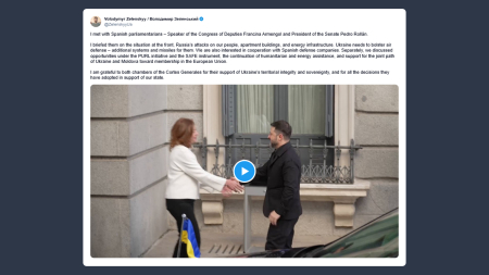 Zelensky incontra i rappresentanti del parlamento spagnolo