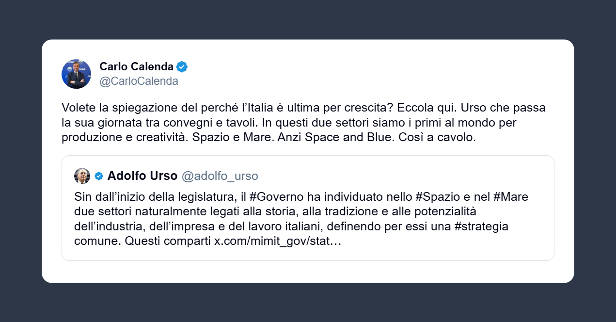Calenda: Urso passa la sua giornata tra convegni e tavoli
