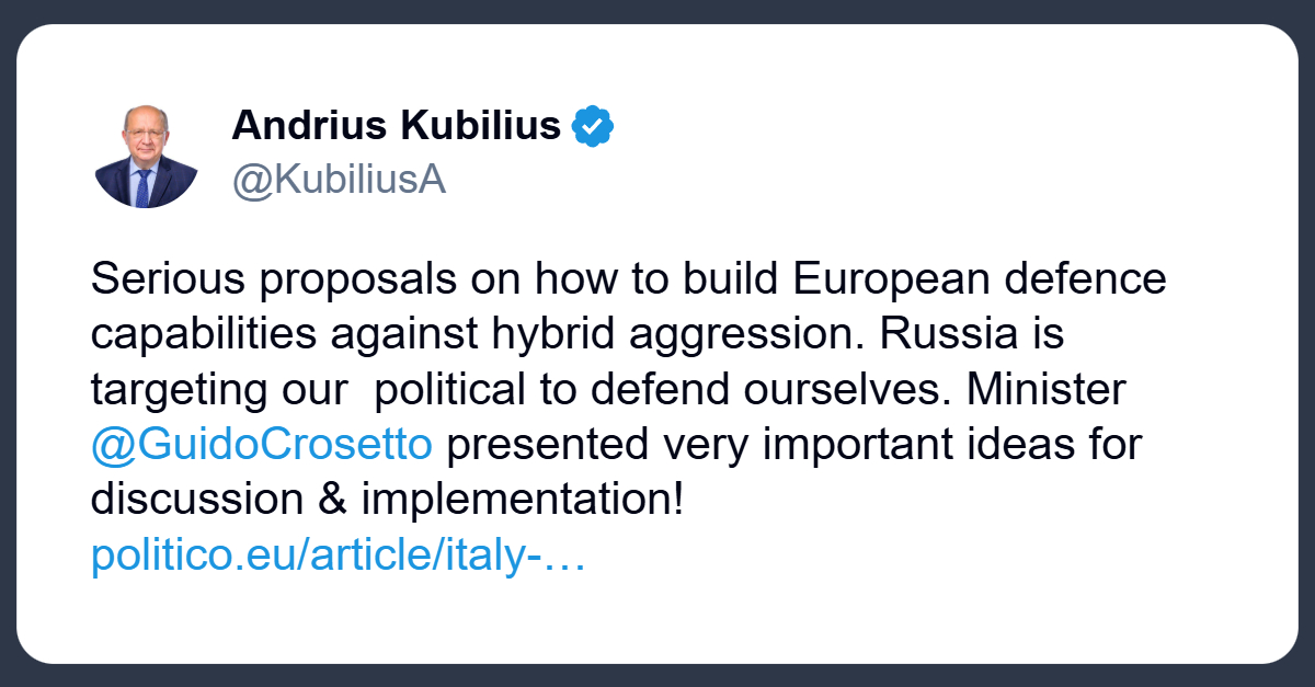 Kubilius: la Russia sta colpendo i nostri sistemi politici