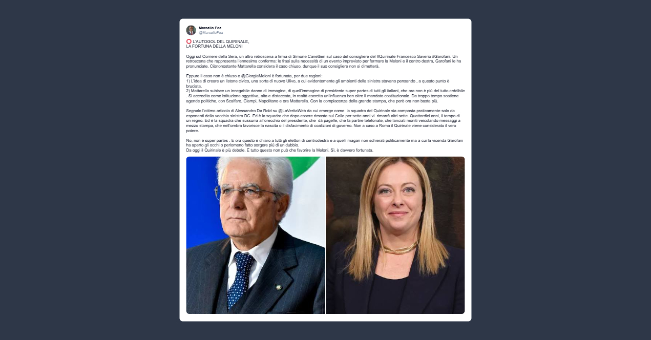 Marcello Foa: l’autogol del Quirinale, la fortuna della Meloni