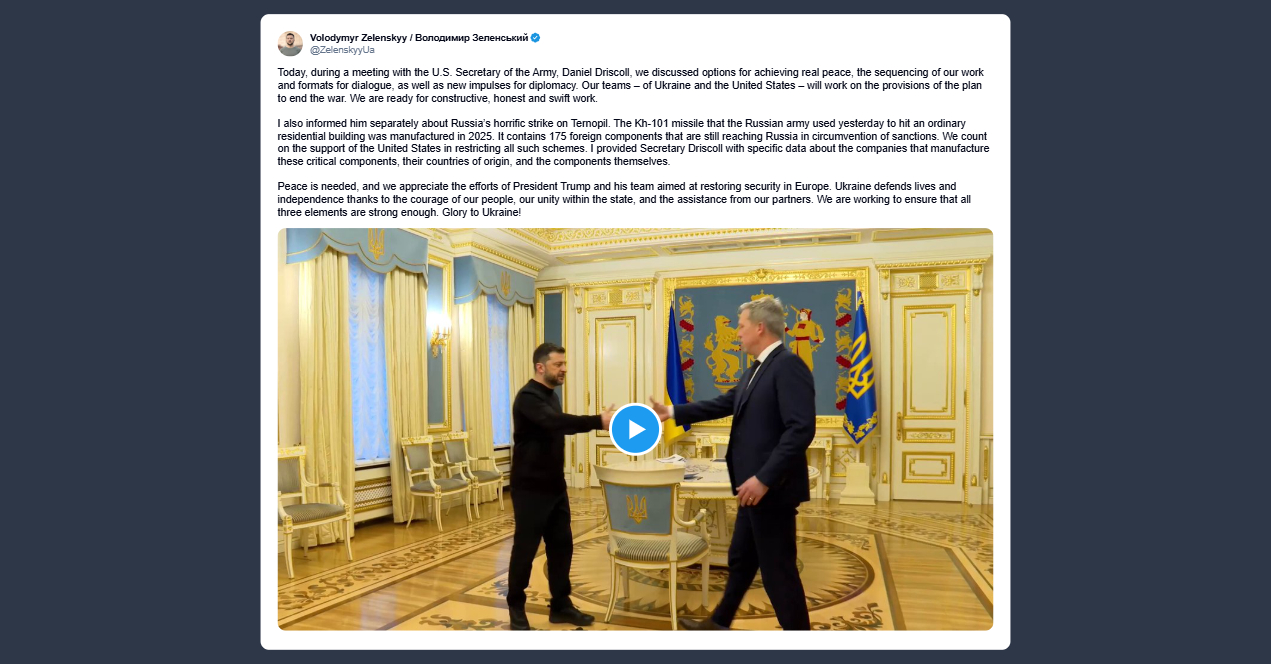 Zelensky: pronti a lavorare sul piano di pace di Trump