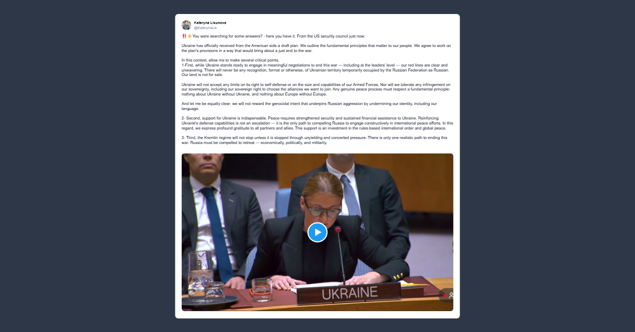 Lisunova sulla bozza del piano Usa per porre fine alla guerra in Ucraina