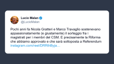 Malan: Gratteri e Travaglio difendevano con passione il sorteggio per il Csm