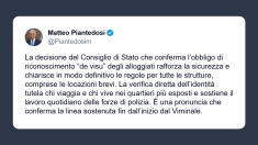 Piantedosi sulla conferma dell’obbligo di riconoscimento “de visu”
