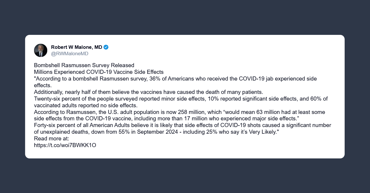 Malone: milioni colpiti da effetti collaterali del vaccino Covid-19