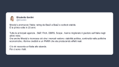 Gardini: Moody’s promuove l’Italia