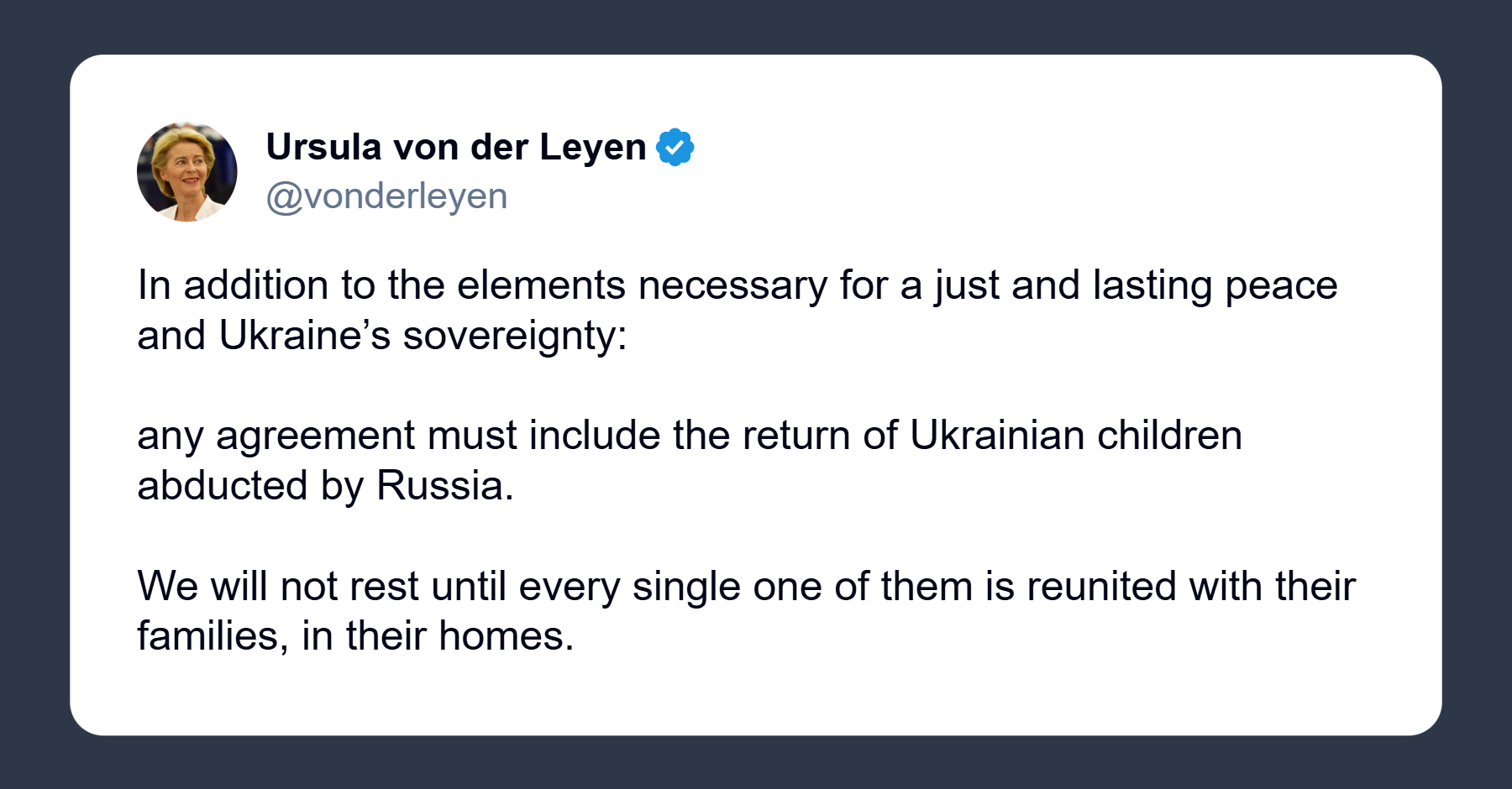 Von der Leyen su accordo Ucraina: si dovrà includere il ritorno dei bambini rapiti dalla Russia