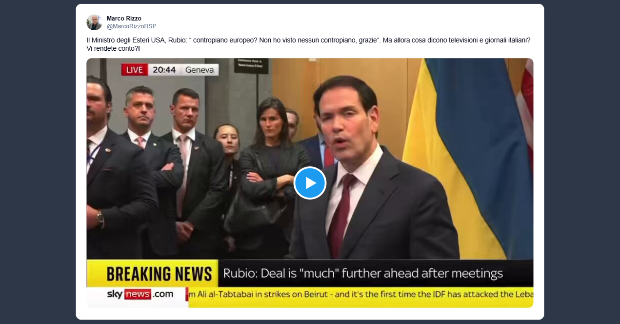 Rizzo: per Rubio non c’è nessun contropiano europeo