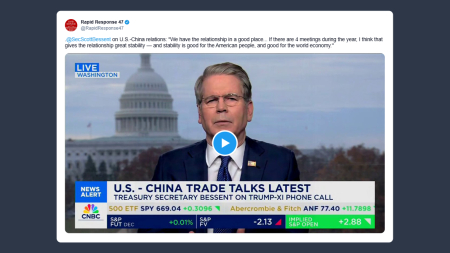 Bessent sui rapporti Stati Uniti-Cina