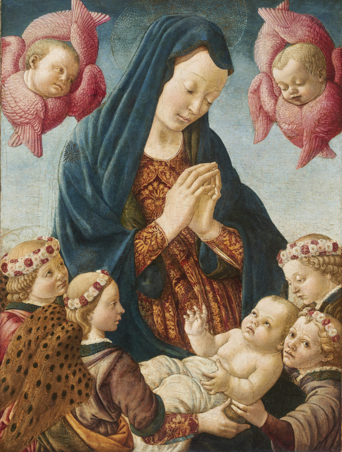 «Madonna col Bambino con quattro angeli e due cherubini», 1470-75 circa, di Francesco Botticini. Tempera su tavola; 25 3/4 pollici per 19 1/2 pollici. (La Fondazione Norton Simon)